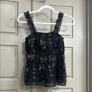 Old Navy Black Floral Tank Blouse with Tag. Size XS. Never Worn